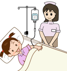 点滴する女の子の入院患者 メディカルイラスト図鑑 無料の医療 美容素材集