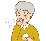 食事でむせるお年寄り 喉詰まる 塗り絵バージョン メディカルイラスト図鑑 無料の医療 美容素材集