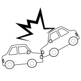 車同士の事故ピクトグラム グレーバージョン メディカルイラスト図鑑 無料の医療 美容素材集