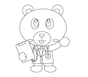 クマのアニマルドクター どうぶつのお医者さん 塗り絵バージョン メディカルイラスト図鑑 無料の医療 美容素材集