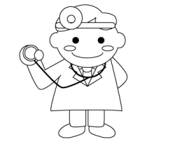 かわいい医者１ 聴診器ドクター 塗り絵バージョン メディカルイラスト図鑑 無料の医療 美容素材集