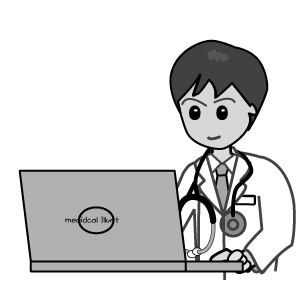 パソコンを操作する医師 グレーバージョン メディカルイラスト図鑑 無料の医療 美容素材集